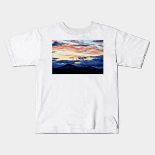 Red sky over the Trossachs mountains. Scotland Kids T-Shirt